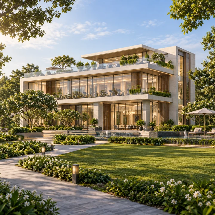 Prestige Bannerghatta Road clubhouse of ground and two upper floors, artist's impression Prestige Bannerghatta Road clubhouse of ground and two upper floors, artist's impression